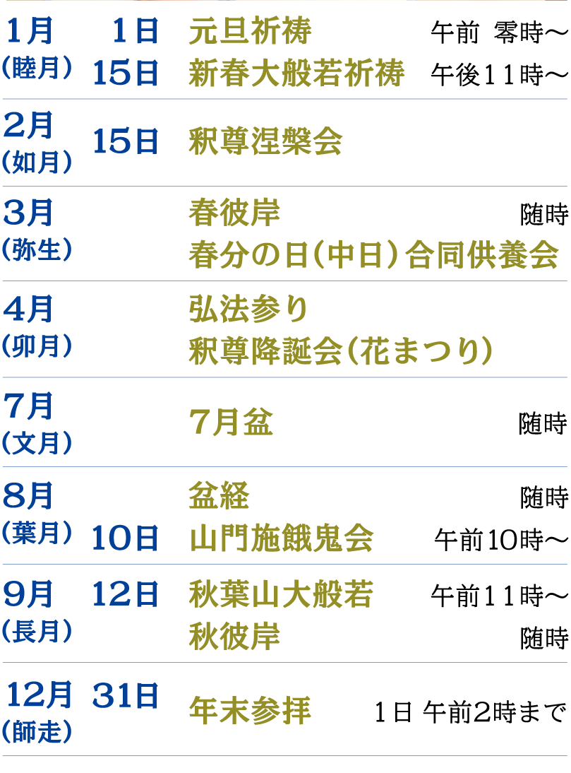 年間行事スケジュール